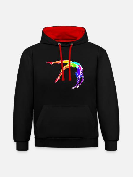 Gymnaste - Sweat à capuche contrasté - noir/rouge