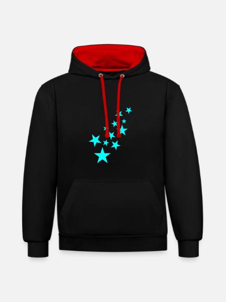 Star asterisk pattern icon - Contrast hoodie - black/red