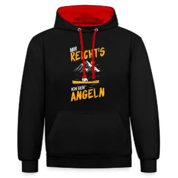 Mir Reichts Ich Geh Angeln - Kontrast-Hoodie - Schwarz/Rot - Vorne - Anna (173cm) & Nico (186cm)