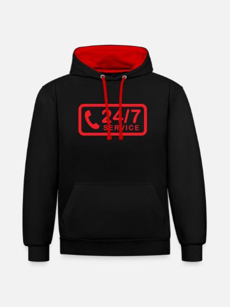 24/7 h Service - Contrast hoodie - black/red