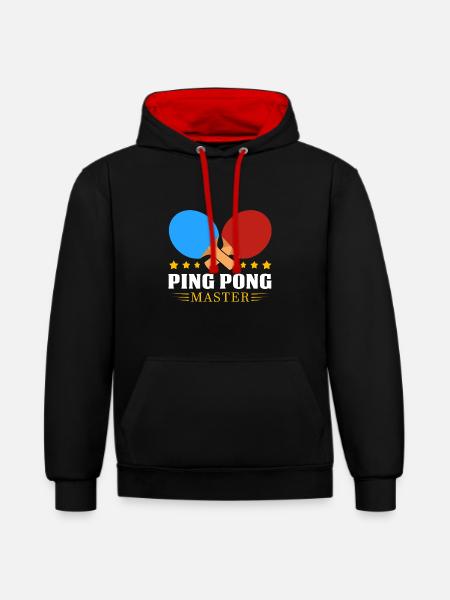 Ping-pong - Sweat à capuche contrasté - noir/rouge