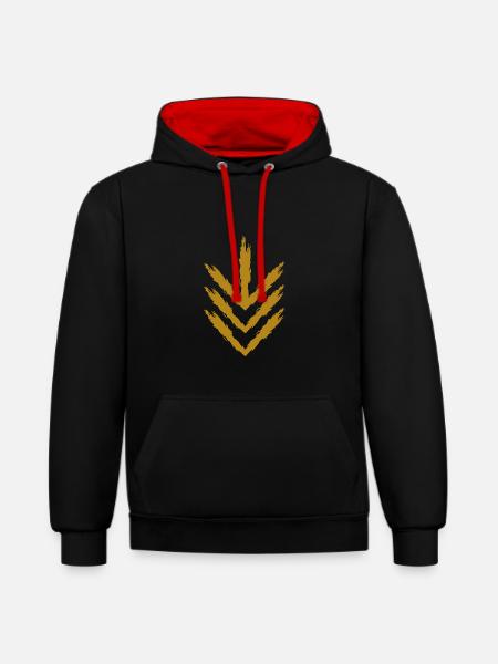 Down arrow icon gold - Contrast hoodie - black/red