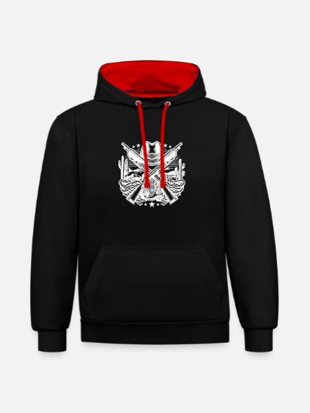 Logo western 2 - Sweat à capuche contrasté - noir/rouge