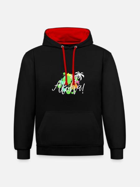 Aloha Tropical Splash - Sweat à capuche contrasté - noir/rouge