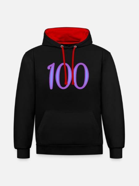 100 - Sweat à capuche contrasté - noir/rouge
