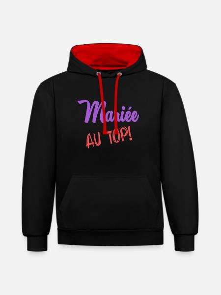 MARIEE - Sweat à capuche contrasté - noir/rouge