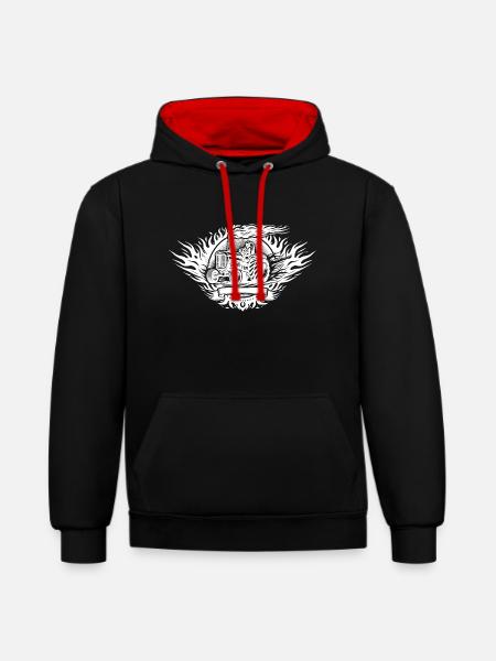 Tractor Pulling Logo - Contrast hoodie - black/red