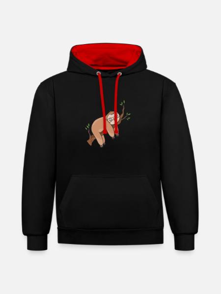Faultier - Kontrast-Hoodie - 