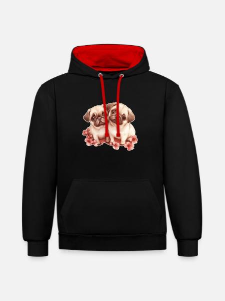 Carlin - Sweat à capuche contrasté - noir/rouge
