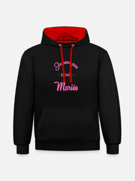I CAN'T I'M MARRIED - Contrast hoodie - black/red
