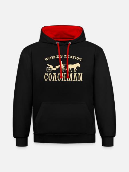 Kutscher Kutsche Pferd - Kontrast-Hoodie - Schwarz/Rot