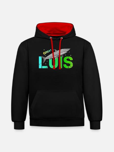 Luis - Kontrast-Hoodie - Schwarz/Rot