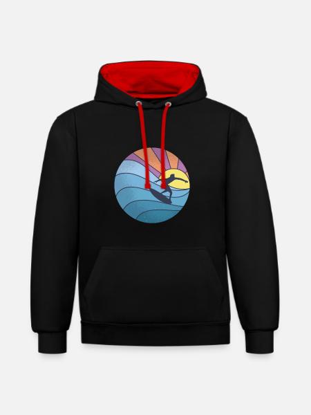 Sun sea surfing - Contrast hoodie - black/red