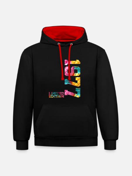 49E ANNIVERSAIRE ÉDITION LIMITÉE 1977 - Sweat à capuche contrasté - noir/rouge
