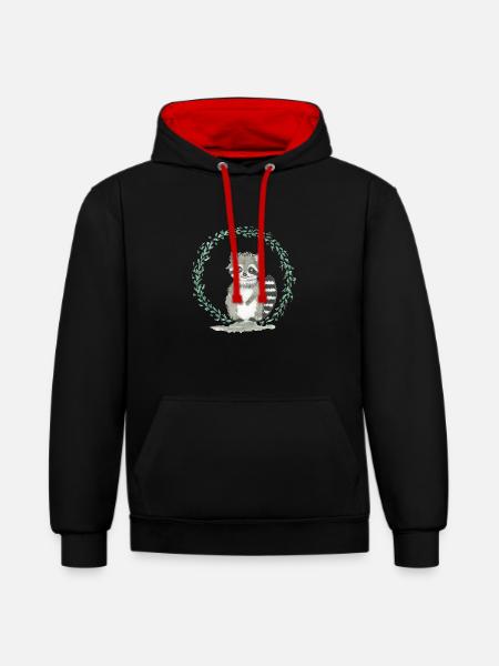 racoon - Contrast hoodie - black/red
