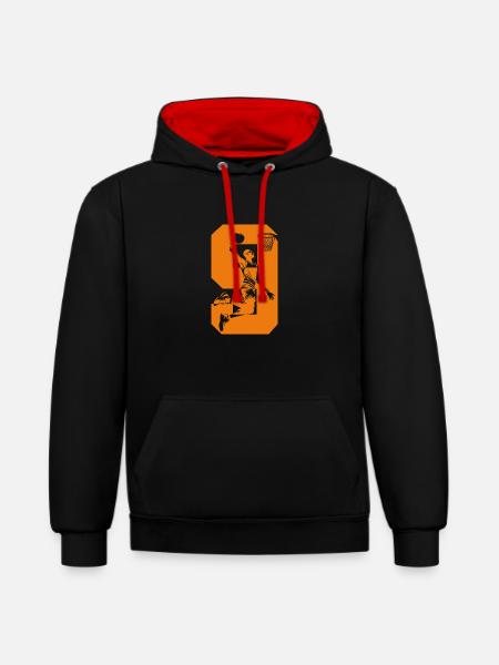 NUMBER 9 BASKETBALL 9TH BIRTHDAY - Contrast hoodie - black/red