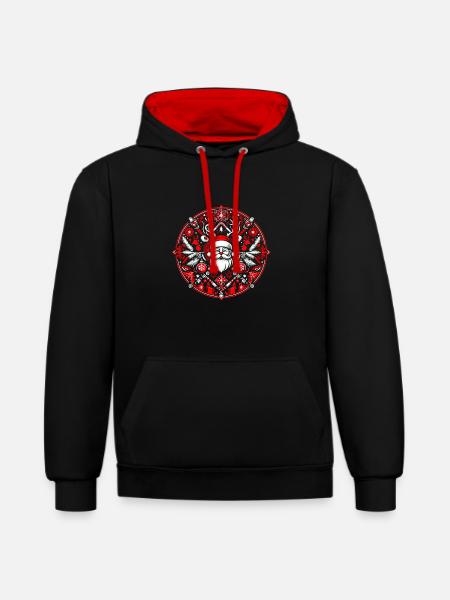 Logo de Noël 2 - Sweat à capuche contrasté - noir/rouge