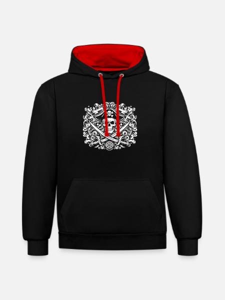 Pirate logo - Contrast hoodie - black/red