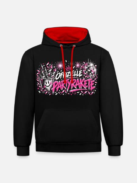 Offizielle Partyrakete - Kontrast-Hoodie - Schwarz/Rot