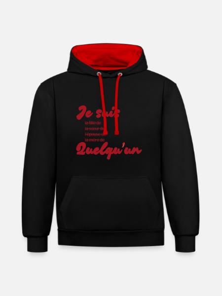 Ich bin jemand – Feminismus - Kontrast-Hoodie - Schwarz/Rot