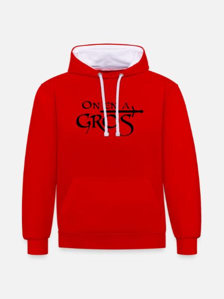 On en a gros - Sweat à capuche contrasté - rouge/blanc