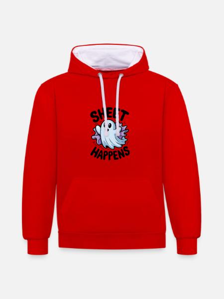 Blatt passiert - Kontrast-Hoodie - Rot/Weiß