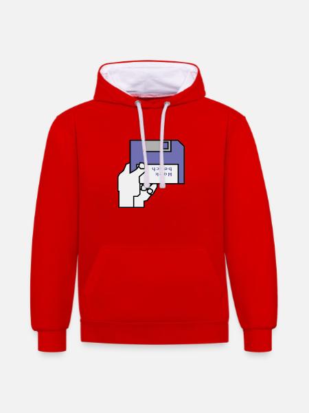 Banc de travail - Sweat à capuche contrasté - rouge/blanc