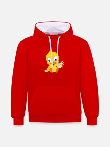 Cute chick - Contrast hoodie - red/white