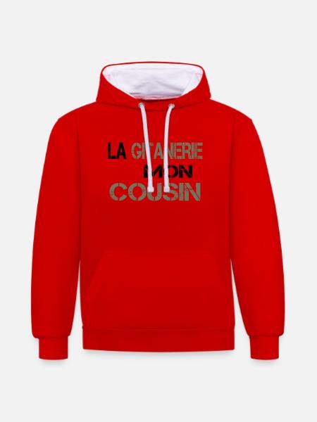 La gitanerie mon cousin - Sweat à capuche contrasté - rouge/blanc