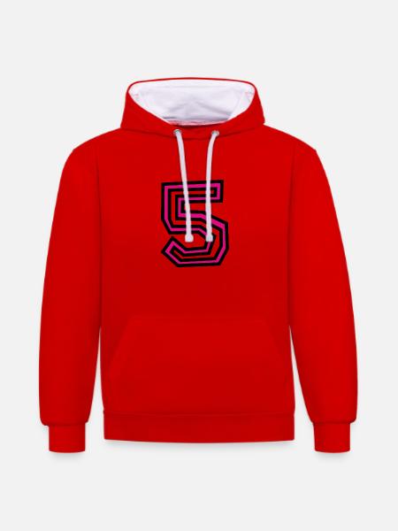 5 - Contrast hoodie - red/white