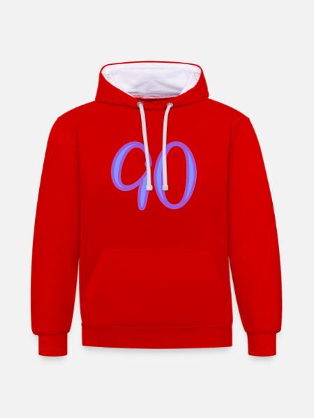 90 - Contrast hoodie - red/white