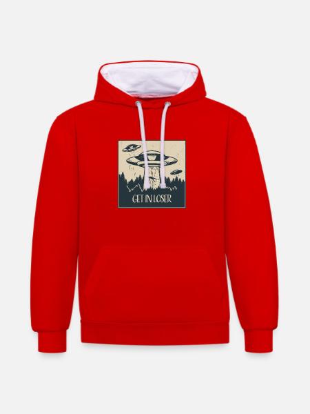 Extraterrestrial UFO Funny Space Gift - Contrast hoodie - red/white