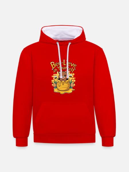 Croyez en vous-même - Sweat à capuche contrasté - rouge/blanc