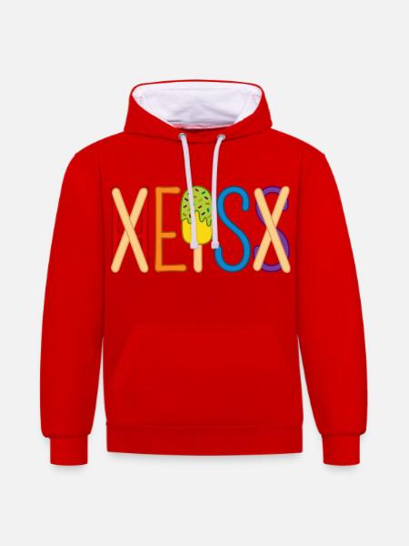 Eis - heiß - H EIS S - Kontrast-Hoodie - Rot/Weiß