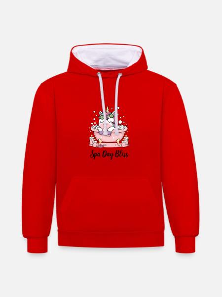 Spa Day Bliss. - Contrast hoodie - red/white