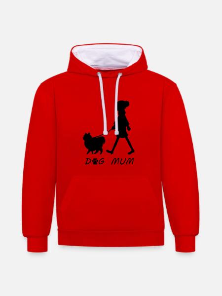 Dog Mum - Contrast hoodie - red/white