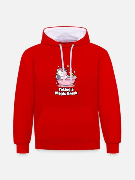 Taking A Magic Break - Contrast hoodie - red/white