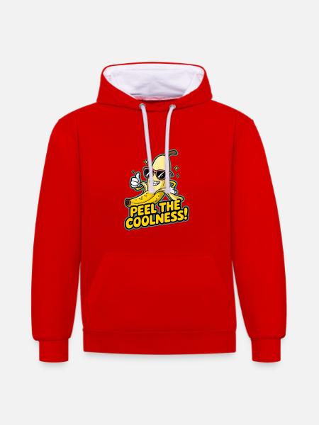 Pelez la fraîcheur ! - Sweat à capuche contrasté - rouge/blanc