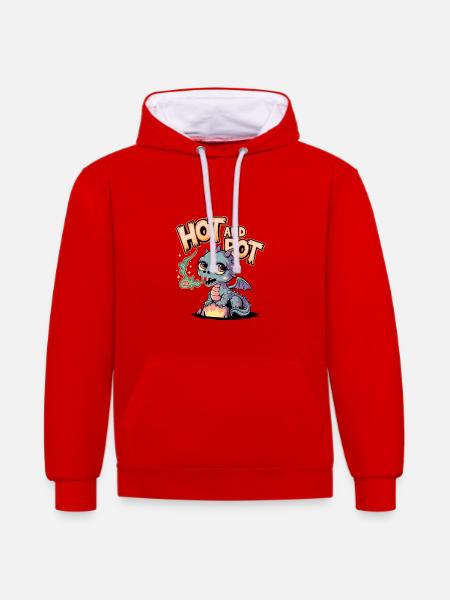 Chaud et pourri - Sweat à capuche contrasté - rouge/blanc
