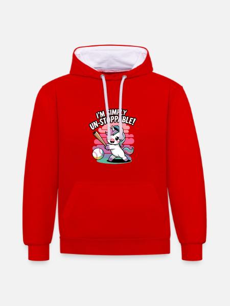 I'm Simply Un-stoppable! - Contrast hoodie - red/white