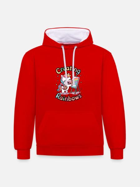 Creating Rainbows - Contrast hoodie - red/white