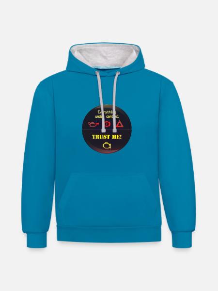 Under Control Trust Me - Kontrast-Hoodie - Pfauenblau/Grau meliert