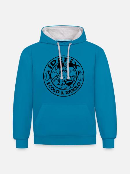 Asterix & Obelix - Idefix Ecolo & Rigolo - Kontrast-Hoodie - Pfauenblau/Grau meliert