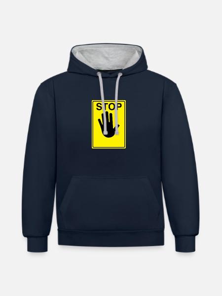 Stop Sign Logo - Contrast hoodie - navy/heather grey
