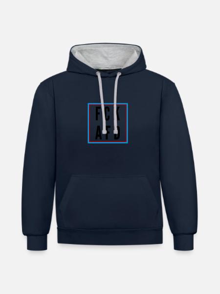 AFD Nein Danke! - Kontrast-Hoodie - Navy/Grau meliert