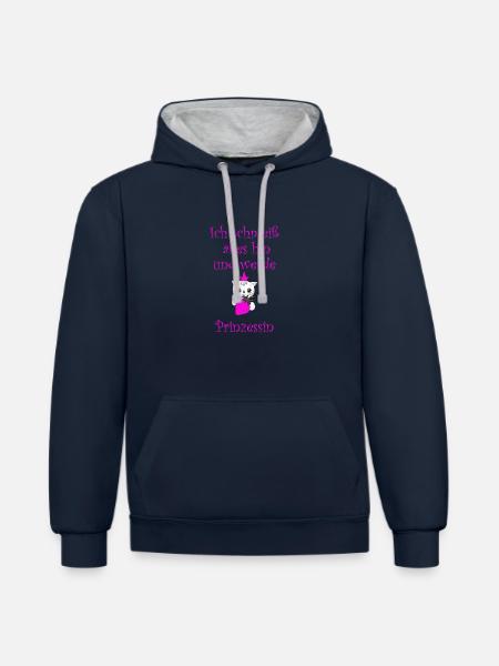 Prinzessin - Kontrast-Hoodie - Navy/Grau meliert
