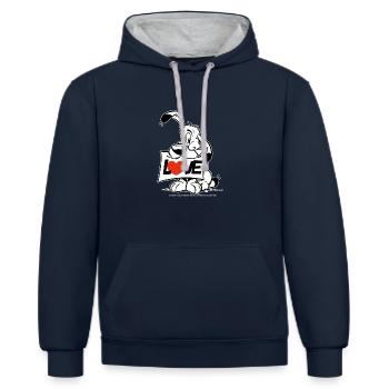 Asterix & Obelix Charakter Idefix - Kontrast-Hoodie - Navy/Grau meliert - Vorne - Nico (186cm)
