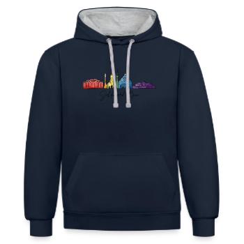 Stuttgart Bua - Kontrast-Hoodie - Navy/Grau meliert - Vorne - Nico (186cm)