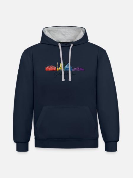 Stuttgart Bua - Kontrast-Hoodie - Navy/Grau meliert