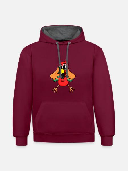Parrot jungle - Contrast hoodie - burgundy/charcoal